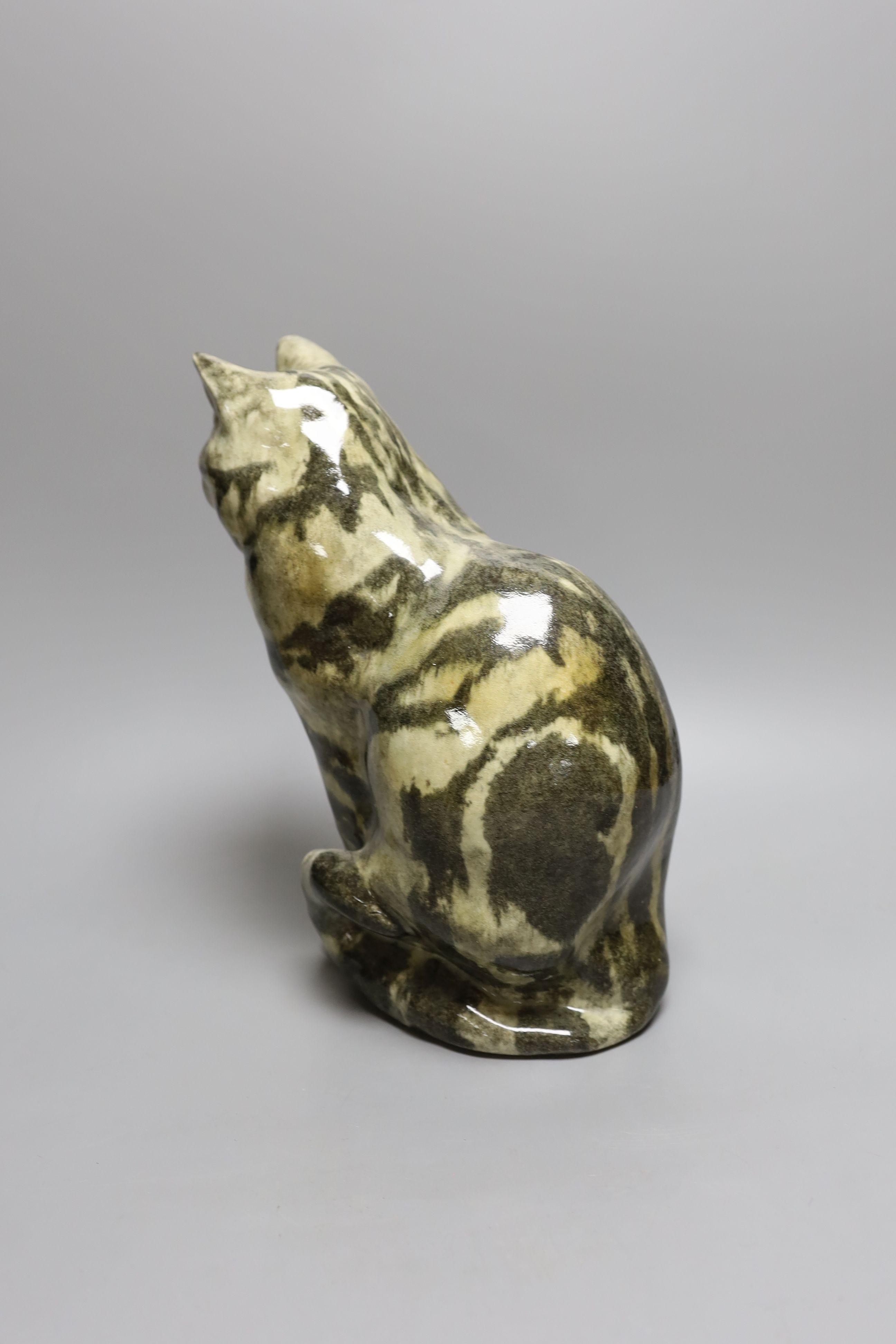 A Winstanley pottery seated tabby cat - 30cm tall